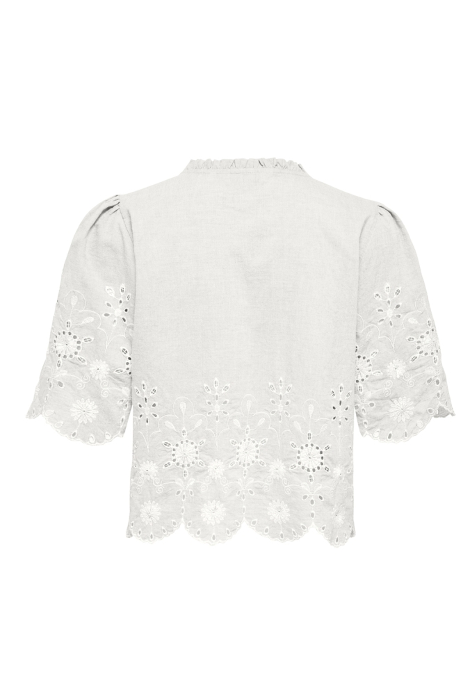 ONLMIFFY S/S EMB TIE TOP OS WVN 15364399 CLOUD DANCER